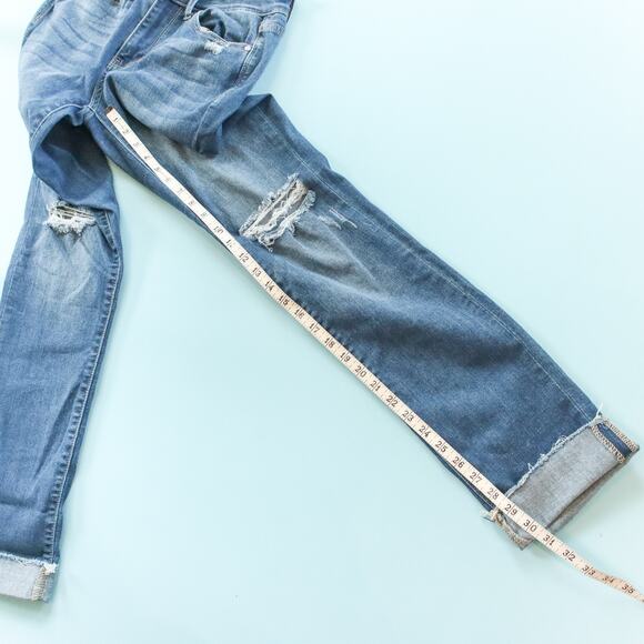 Judy Blue Distressed Straight Fit Cuffed Jeans Size 27 Busted Knee Classic - Picture 5 of 6